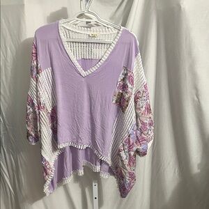 POL Lilac and White Textured Tunic